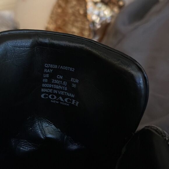 Coach Women's black grey Signature Ray Outline High Top Fashion Sneaker size 6B - Picture 4 of 10
